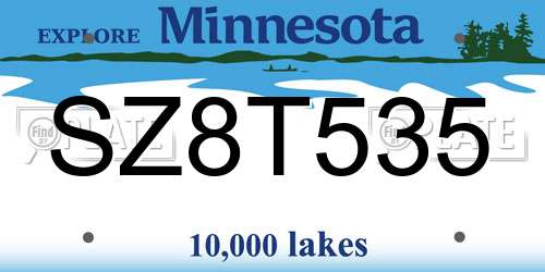 SZ8T535 Minnesota License Plate