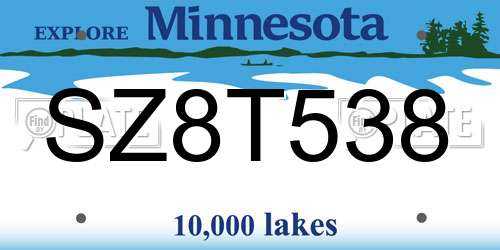 SZ8T538 Minnesota License Plate