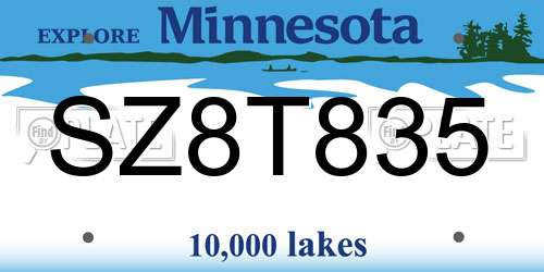 SZ8T835 Minnesota License Plate