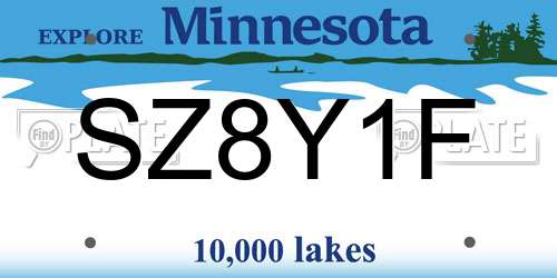 SZ8Y1F Minnesota License Plate