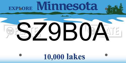SZ9B0A Minnesota License Plate