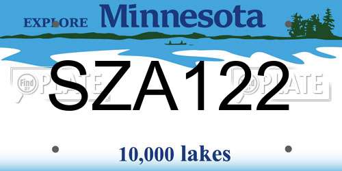 SZA122 Minnesota License Plate