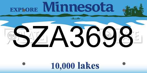SZA3698 Minnesota License Plate
