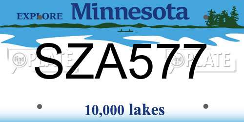 SZA577 Minnesota License Plate
