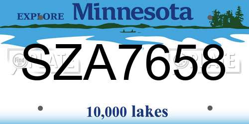 SZA7658 Minnesota License Plate