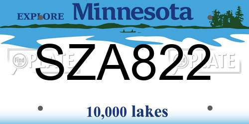 SZA822 Minnesota License Plate