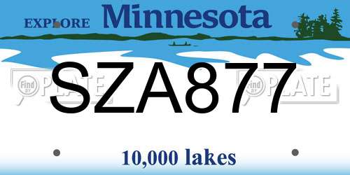 SZA877 Minnesota License Plate