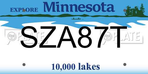 SZA87T Minnesota License Plate
