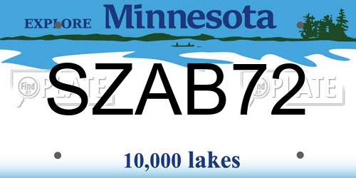 SZAB72 Minnesota License Plate