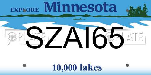 SZAI65 Minnesota License Plate