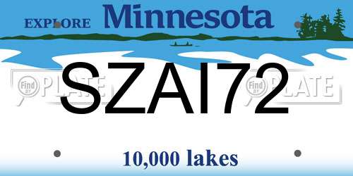 SZAI72 Minnesota License Plate
