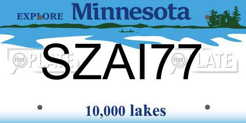 SZAI77 Minnesota License Plate