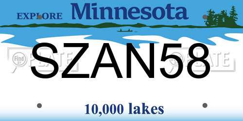 SZAN58 Minnesota License Plate