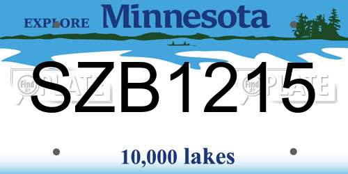 SZB1215 Minnesota License Plate