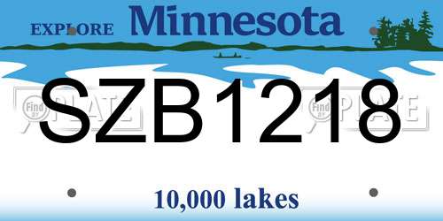 SZB1218 Minnesota License Plate
