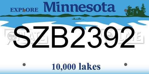 SZB2392 Minnesota License Plate