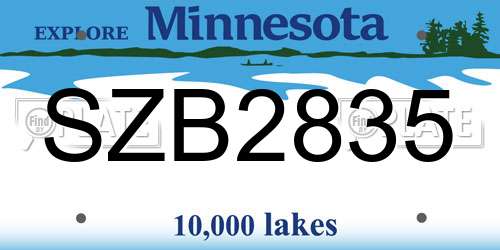 SZB2835 Minnesota License Plate
