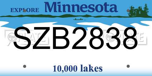 SZB2838 Minnesota License Plate