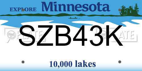 SZB43K Minnesota License Plate