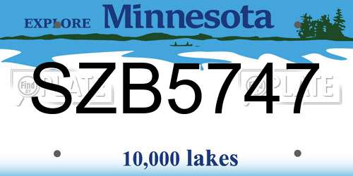 SZB5747 Minnesota License Plate