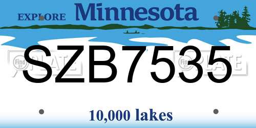 SZB7535 Minnesota License Plate