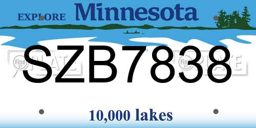 SZB7838 Minnesota License Plate