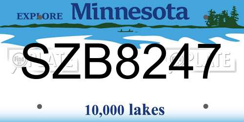 SZB8247 Minnesota License Plate