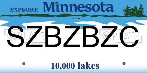 SZBZBZC Minnesota License Plate