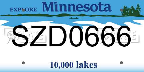 SZD0666 Minnesota License Plate