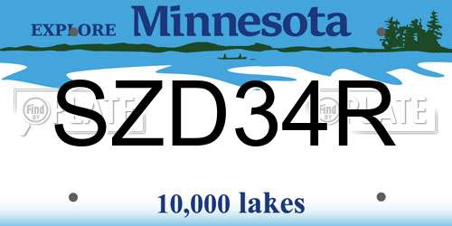 SZD34R Minnesota License Plate