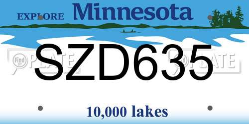 SZD635 Minnesota License Plate