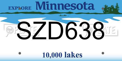 SZD638 Minnesota License Plate