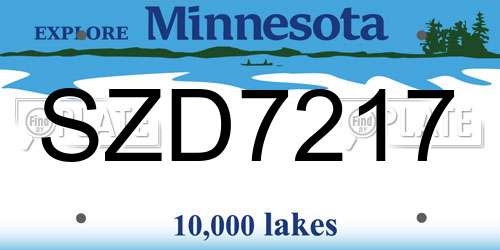SZD7217 Minnesota License Plate