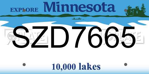 SZD7665 Minnesota License Plate