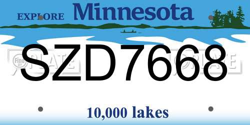 SZD7668 Minnesota License Plate