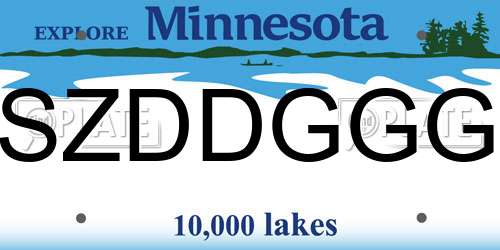 SZDDGGG Minnesota License Plate