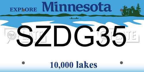 SZDG35 Minnesota License Plate