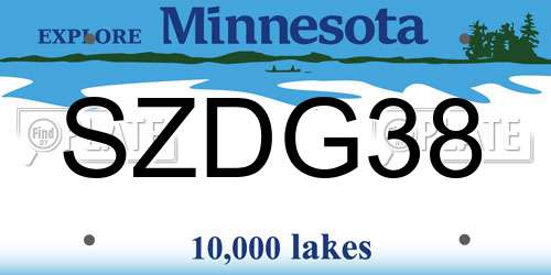 SZDG38 Minnesota License Plate
