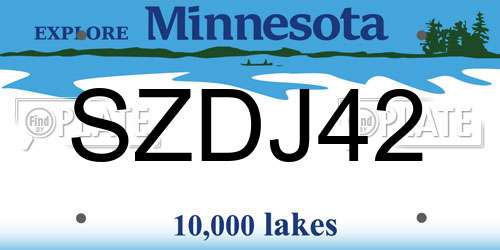 SZDJ42 Minnesota License Plate