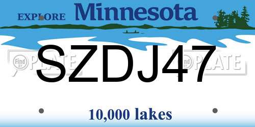 SZDJ47 Minnesota License Plate