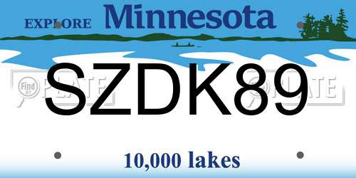 SZDK89 Minnesota License Plate