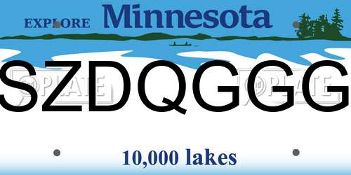 SZDQGGG Minnesota License Plate