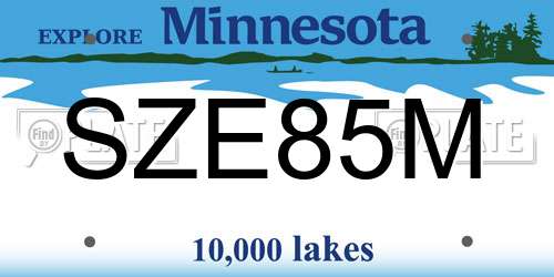 SZE85M Minnesota License Plate