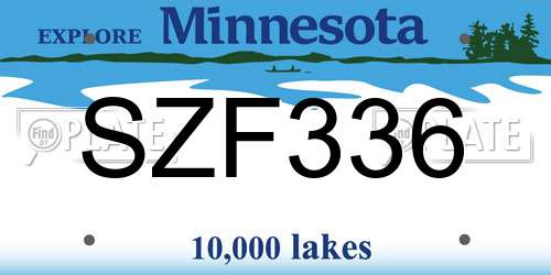 SZF336 Minnesota License Plate