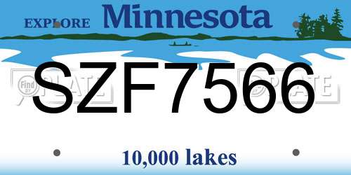 SZF7566 Minnesota License Plate