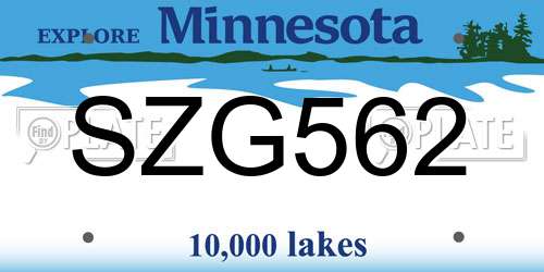 SZG562 Minnesota License Plate