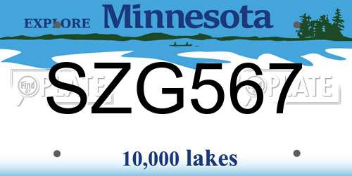 SZG567 Minnesota License Plate