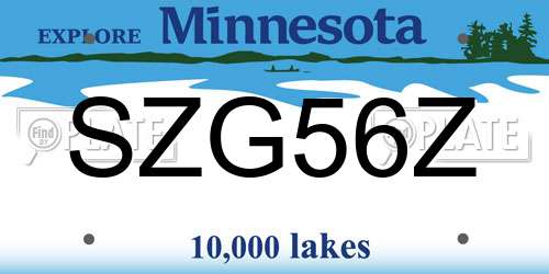 SZG56Z Minnesota License Plate
