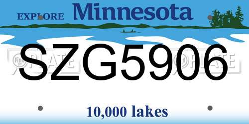 SZG5906 Minnesota License Plate