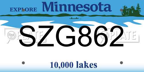 SZG862 Minnesota License Plate